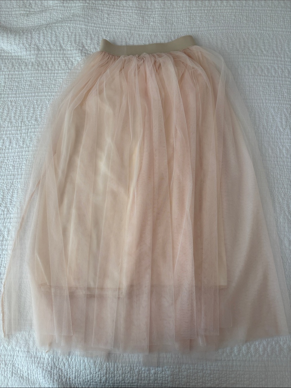 Soft Blush Pink Tulle A-Line Midi Skirt